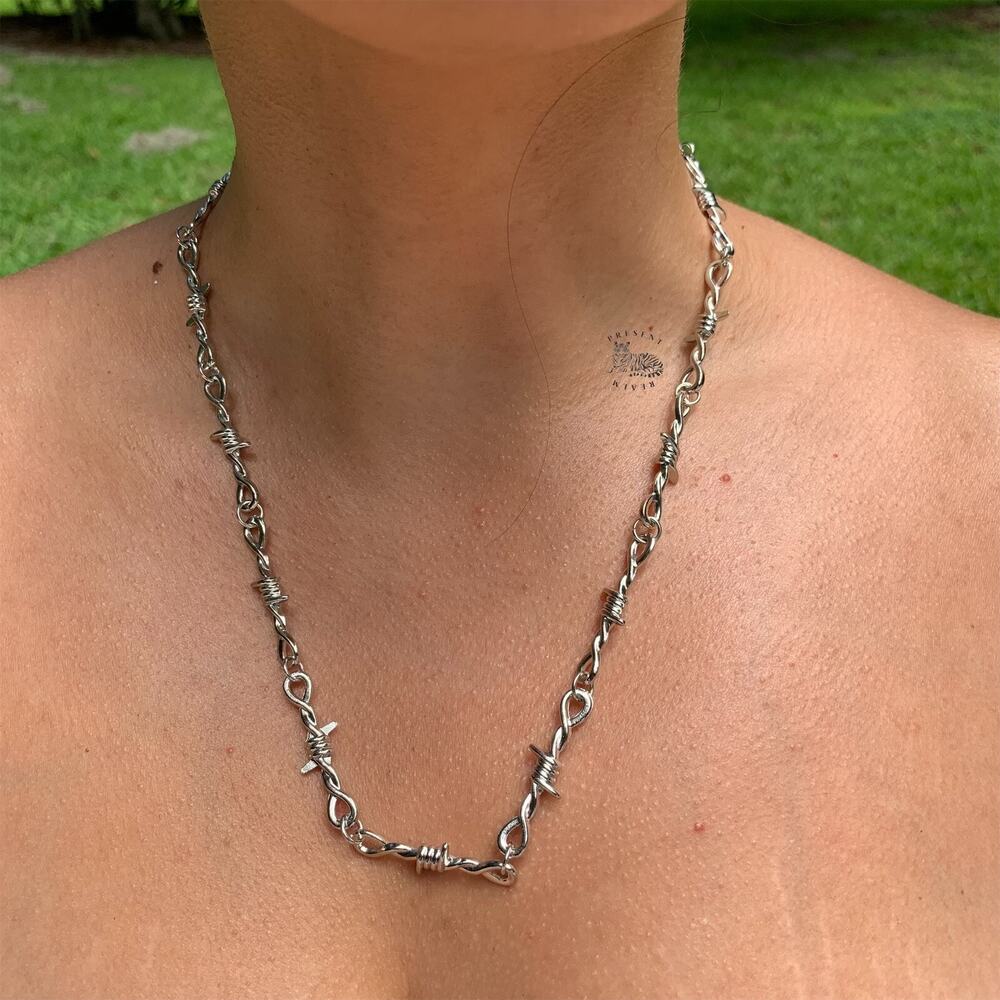 Grunge Barbed Wire Choker Y2K Style Adjustable Chain for Men & Women